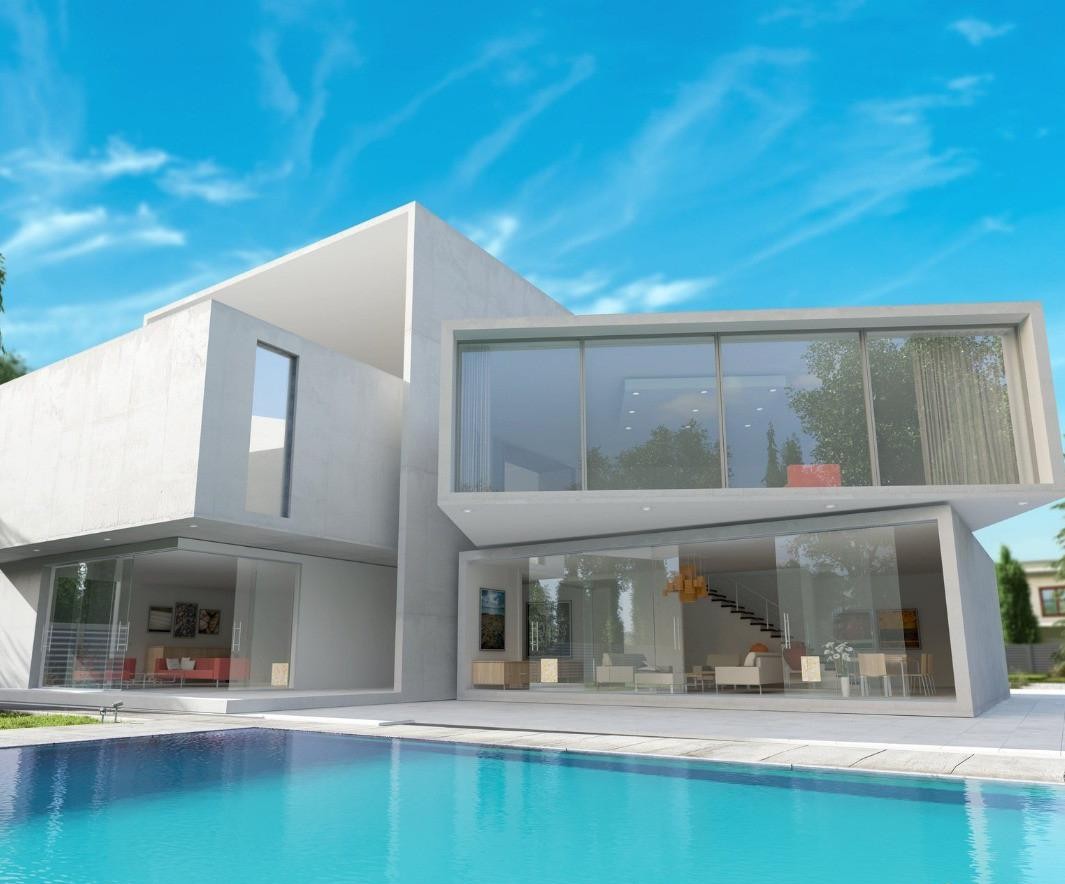 Área de lazer com piscina após reforma completa de área externa